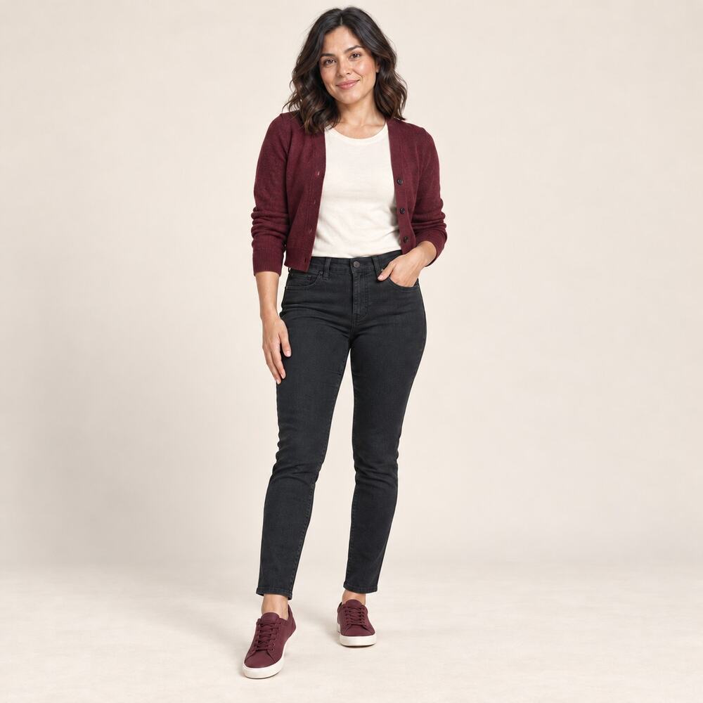 Madewell Jeans WMNS 24P Black Roadtripper Mid Rise Skinny Ankle Stretch Casual